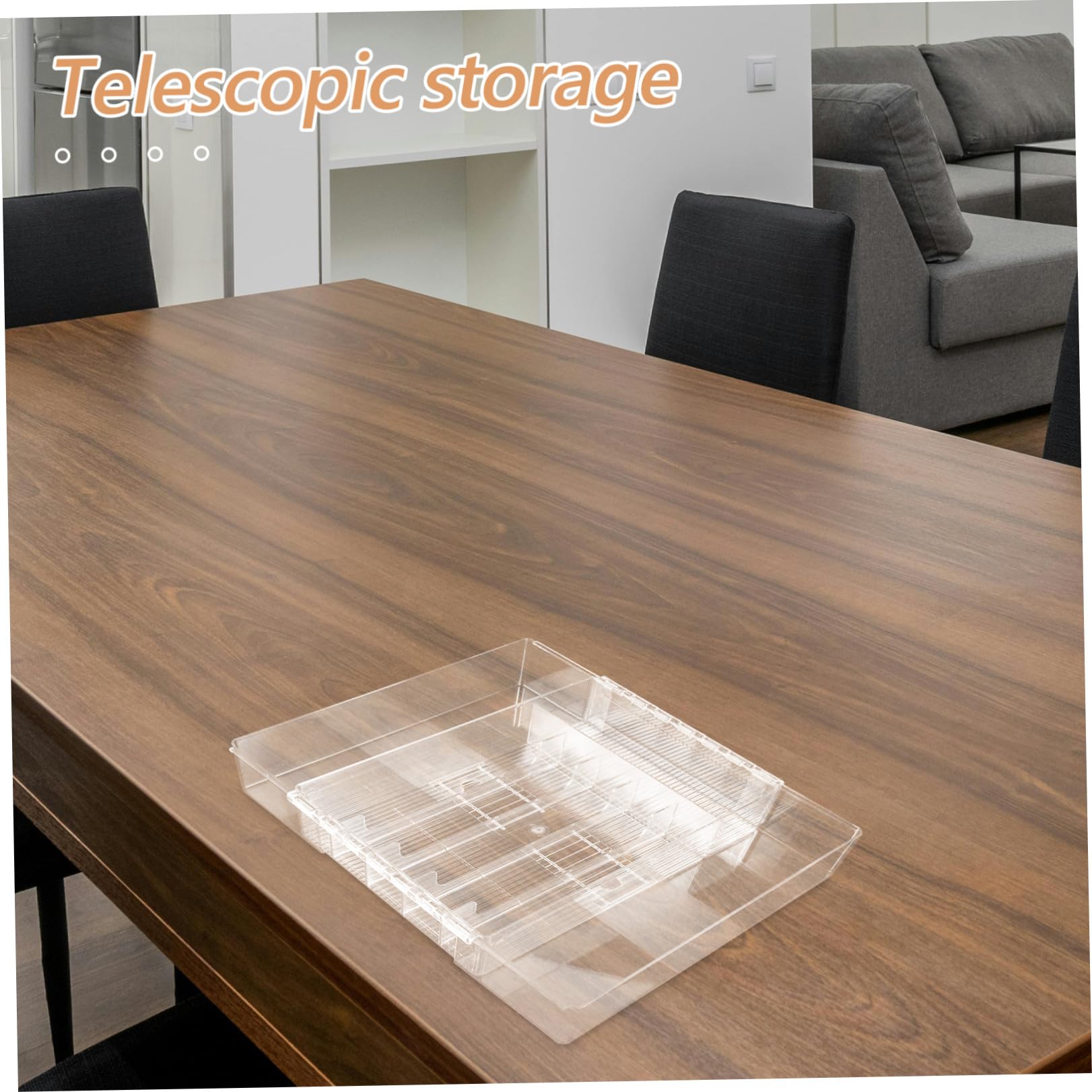 Mikikit Ausziehbarer Acryl Besteckkasten Küchenschubladen Organizer mit Mehreren Fächern Transparenter Besteckhalter für Küche Bad und Büro