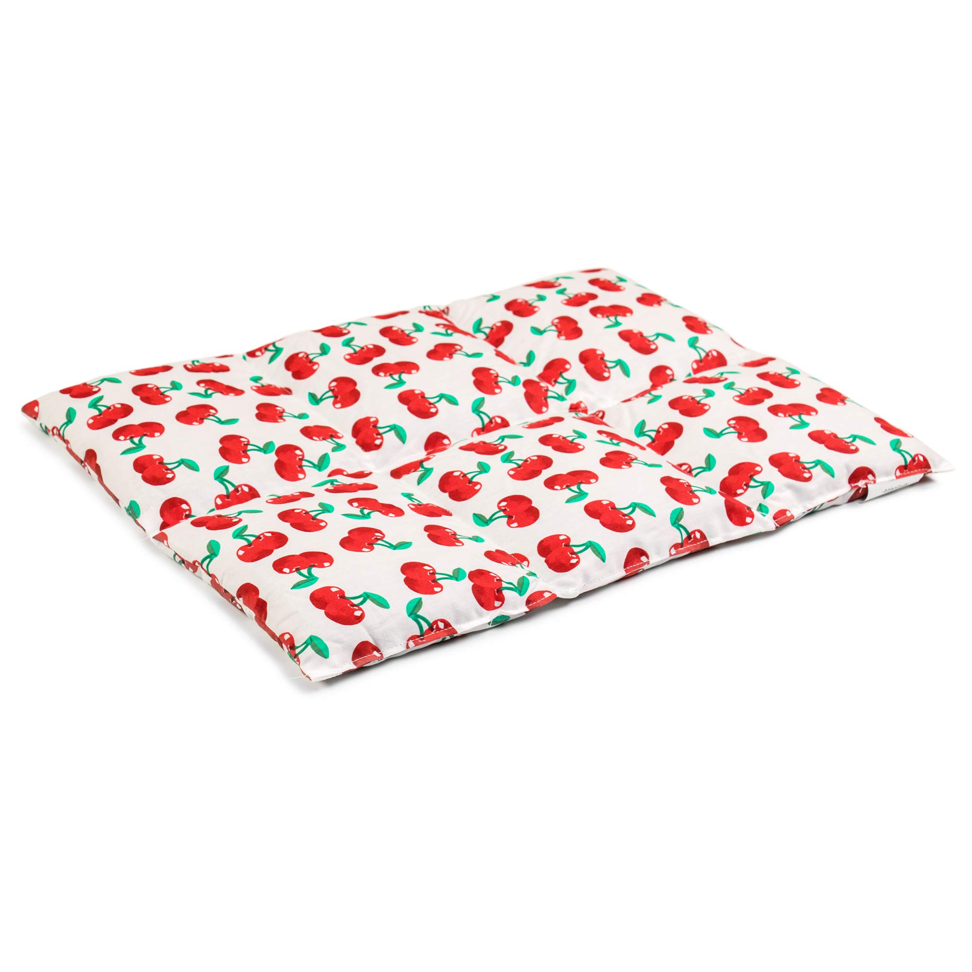 Coussin aux graines de groseille 40x30 - Bouillotte micro-ondes - Coussin thermique - Coussin aux graines - Compresse chaude ou froide (6 compartiments; Design: cherr-white)