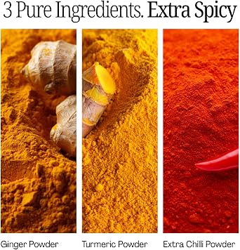 Ginger and Turmeric Extra Hot Shot Powder 100 Servings | Drink Powder with an Extra Chilli Kick | Organic and Natural Ingredients No Added Sugar | Mix with Water, Juice or Tea | 100g
