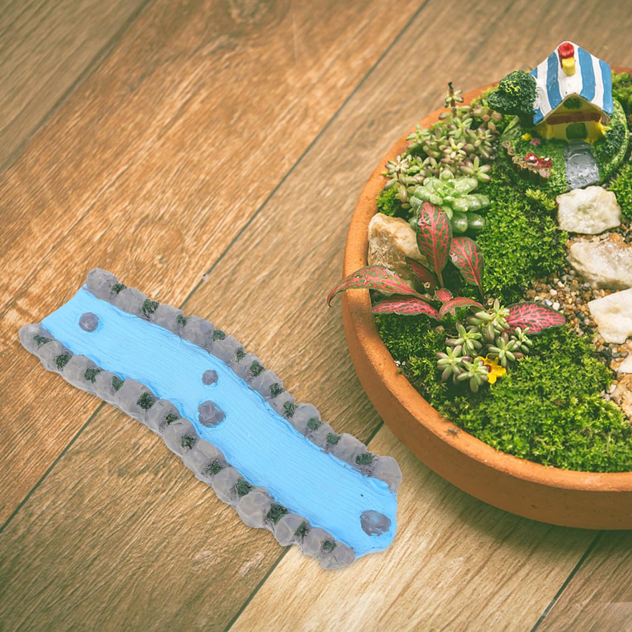 PRETYZOOM Resin River Table Miniature Stream Sand Tray Therapy Item for Relaxation and Small Garden Ornaments Home Desk Decor 5.5X16.7X1.6Cm - Image 3