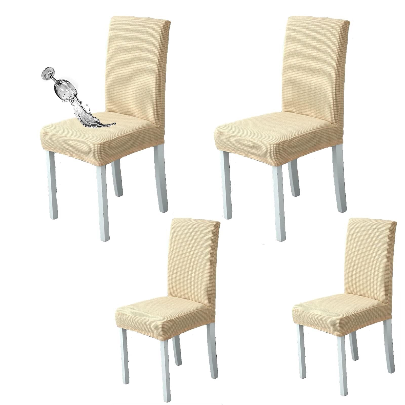 NMVAWIPT Waterproof Dining Chair Covers With Elastic Hem, Stretch Removable Washable Seats Slipcovers(21#,4pcs)