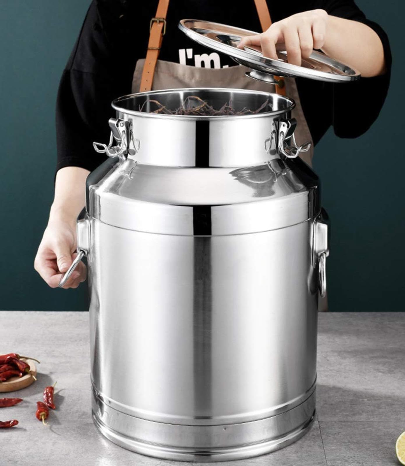 Jarra de leche de acero inoxidable bidón para vino,A-22L | cubo para vino/recipiente lácteos/bidón de leche/jarra con tapa sell tapa/asa, transportar o almacenar leche,A-22L