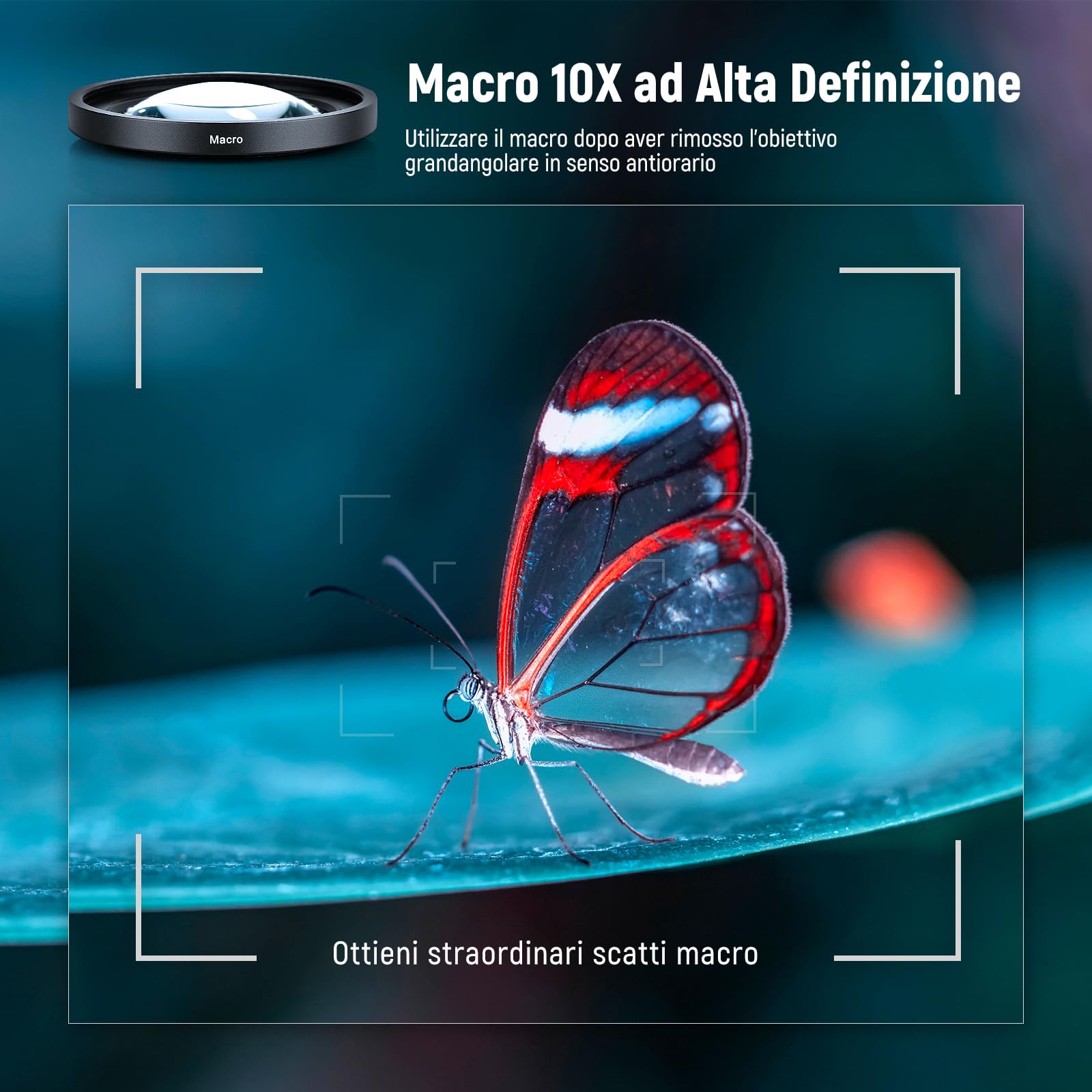 NEEWER Obiettivo grandangolare compatibile con fotocamera Sony ZV1, grandangolo HD 2 in 1 18 mm e obiettivo macro 10 volte con tubo di prolunga, adattatore per lenti a baionetta, panno per la pulizia | 18mm HD Wide Angle & 10x Macro Additional Obiettivo,