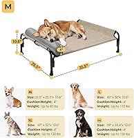 Vista 5 de Veehoo CWC2204BCP - Cama elevada mediana para perro, cama hamaca elevada para exteriores con reposacabezas extraíble de un lado, malla Teslin