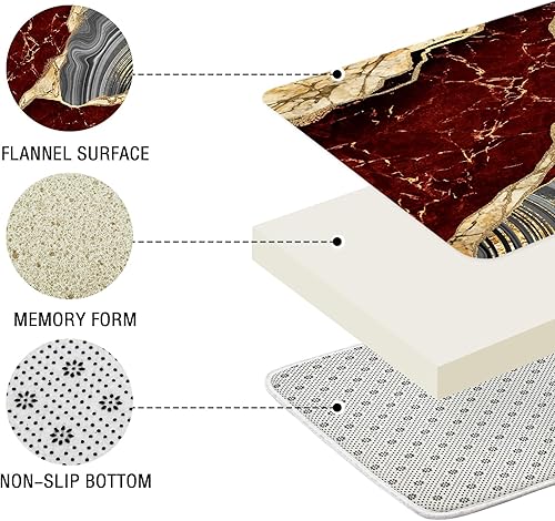 Miniatura 10 de Gibelle Juego de 4 cortinas de ducha de mármol con alfombras antideslizantes, cubierta para tapa de inodoro y tapete de baño, juego de decoración de