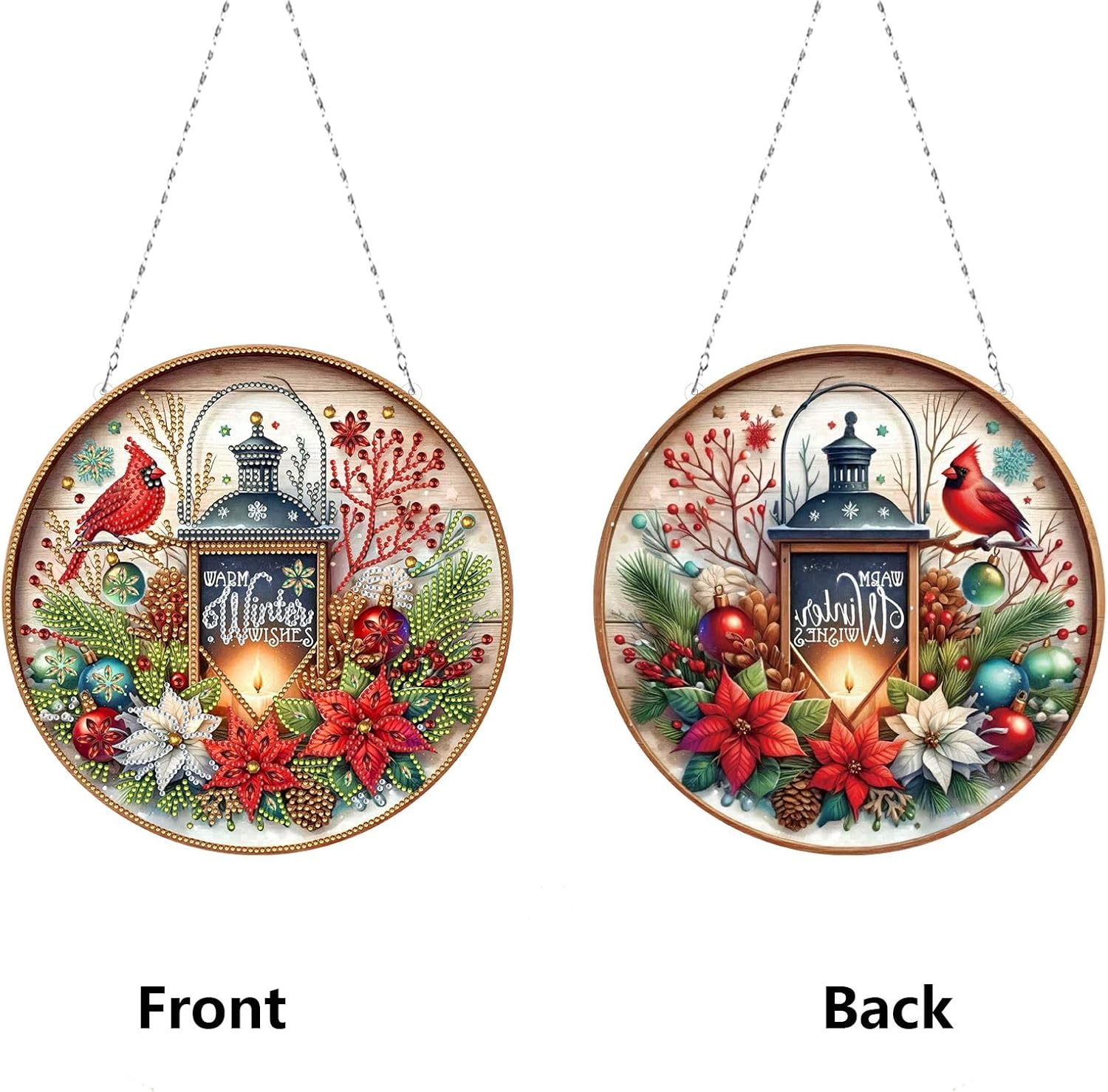ARTopet 2Pcs DIY Diamond Pendant Ornament Christmas Special Shaped Crystal Diamond Art Painting Hanging Double Sided Pattern Single Sided Diamond for Home Garden Wall Door Decor-01