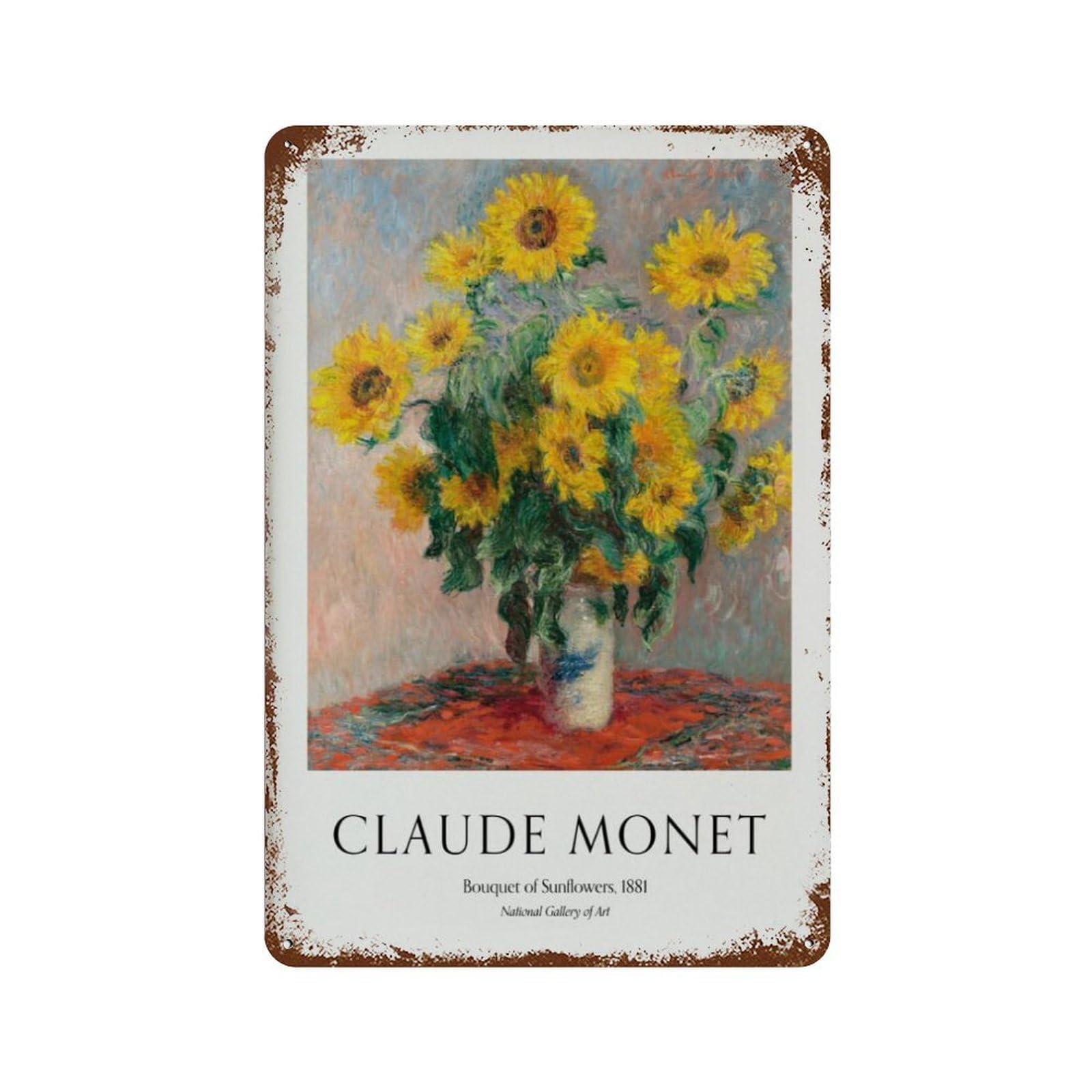 xiaoxiaoshen Claude Monet Sunflowers Gallery Wall Decor Art Metal Tin Poster Modern Home Decor Art Home Bar Shop Decorations Vintage Sign 30x20cm