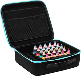 Alcohol Ink Storage Carry Case, Fits up to 56 Bottles, Alcohol Case Miniature Paint Carry Organizer for Ink and Paints with Foam Insert and Inner Storage Pocket(blue)
