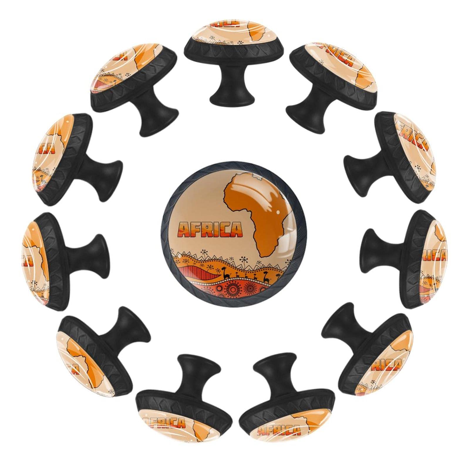 Boutons de tiroir ronds pour meuble de creche et salle de jeux enfant motif carte africaine