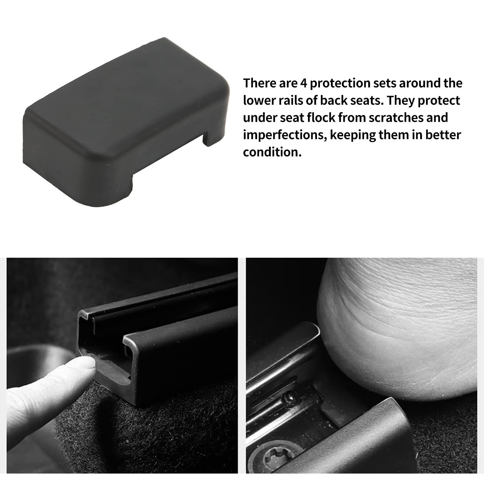 4 Bouchons De Protection Rails Siège Arrière Tesla Model 3/Y 2017-2023 - En Caoutchouc, Anti-rayures, Facile à Installer