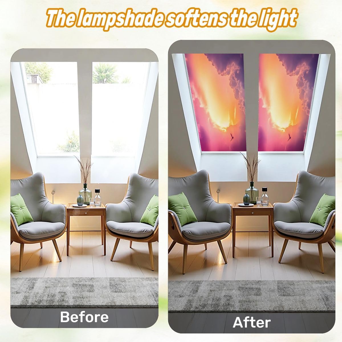 Fluorescent Light Covers for Ceiling Lights Colorful Clouds Dramatic Sunset Sky Easy to Install Magnetic Light Filter for Classroom Office Hospitals School Home Decor