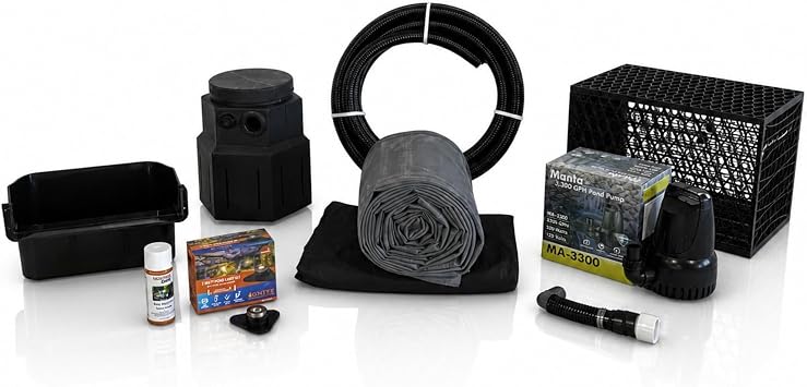 HALF OFF PONDS Complete 3300 Pond Free Waterfall Kit with MatrixBlox, with 10 ft by 15 ft EPDM Liner and 3,300 GPH Manta Series Submersible Pump - PSHB2