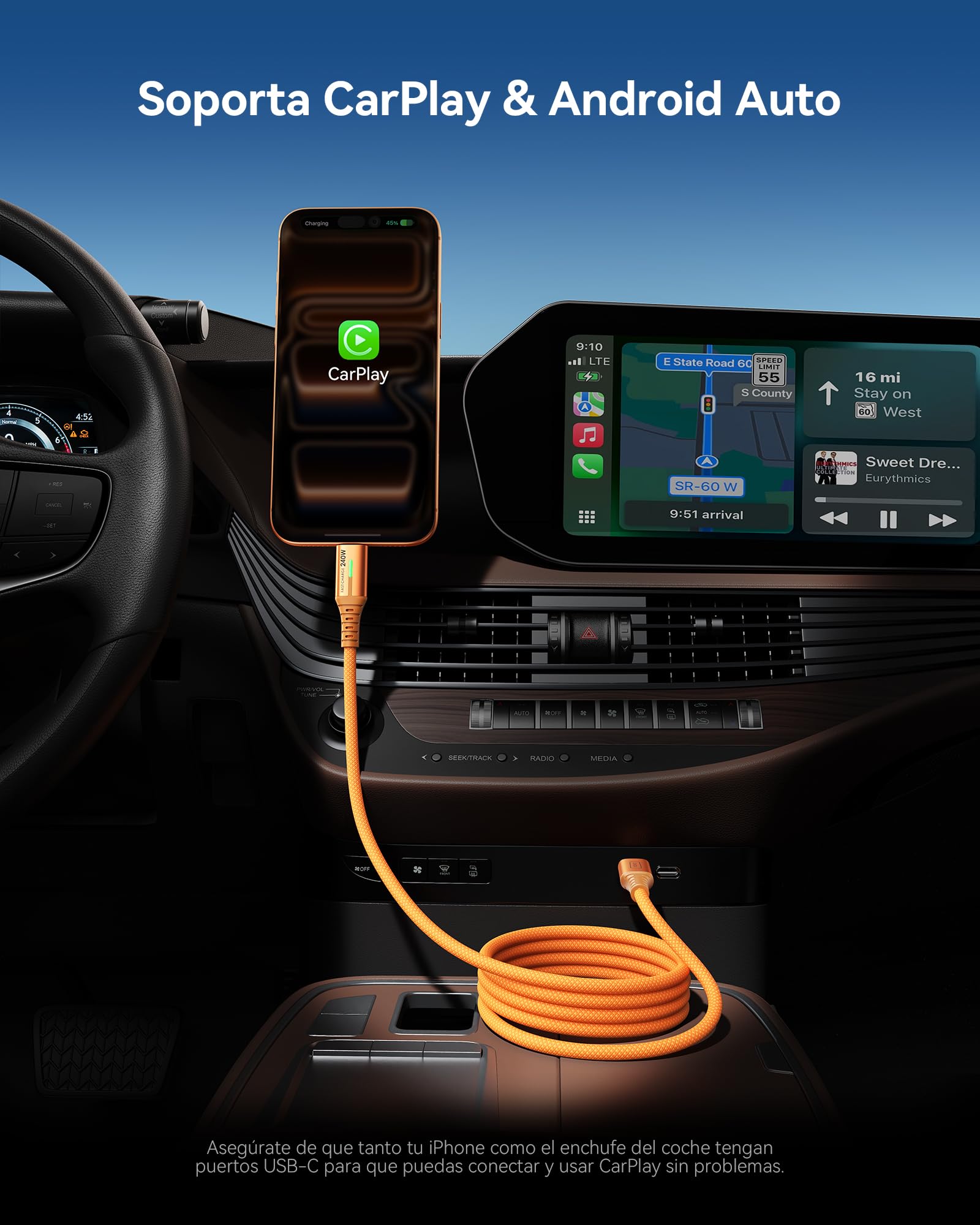 INIU Kabel do ładowania USB C na USB C, 2 m, pomarańczowy, 2-pak, kabel do ładowania PD typu C, super szybkie ładowanie do iPhone'a 17, 16, 15 Pro Max, MacBooka, iPada Air, Samsung S25, S24 Ultra