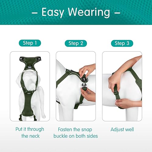 Miniatura 5 de PoyPet chaleco reflectante de malla suave transpirable para perro sin estrangulamiento doble acolchado con cuello y pecho ajustables