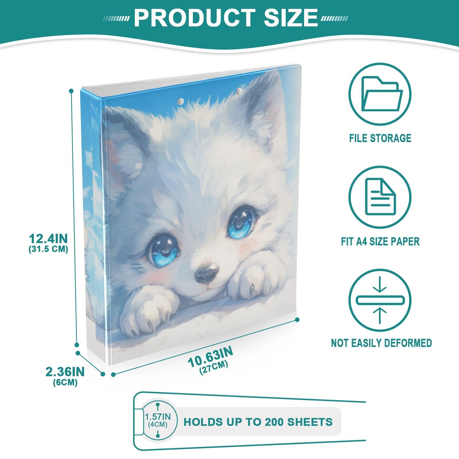 Raccoglitori da 2,5 cm e mezzo per la scuola con lupo bianco e blu