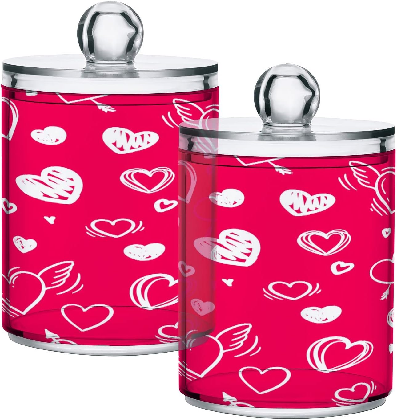 Kigai 2PCS Mother's Day Hearts Qtip Holder Dispenser with