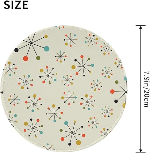 Miniatura 2 de Mouse Pad Mid Century Fifties Modern Atomic Retro Round Mousepad with Non-Slip Rubber Base and Stitched Edge Mouse Mat for Wireless Computer Laptop