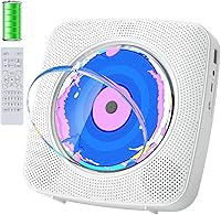 Kegaudio Portable Bluetooth CD Player Rechargeable 1800mAh: Desktop Wall Mount with Speakers, FM Radio, USB, Remote Control