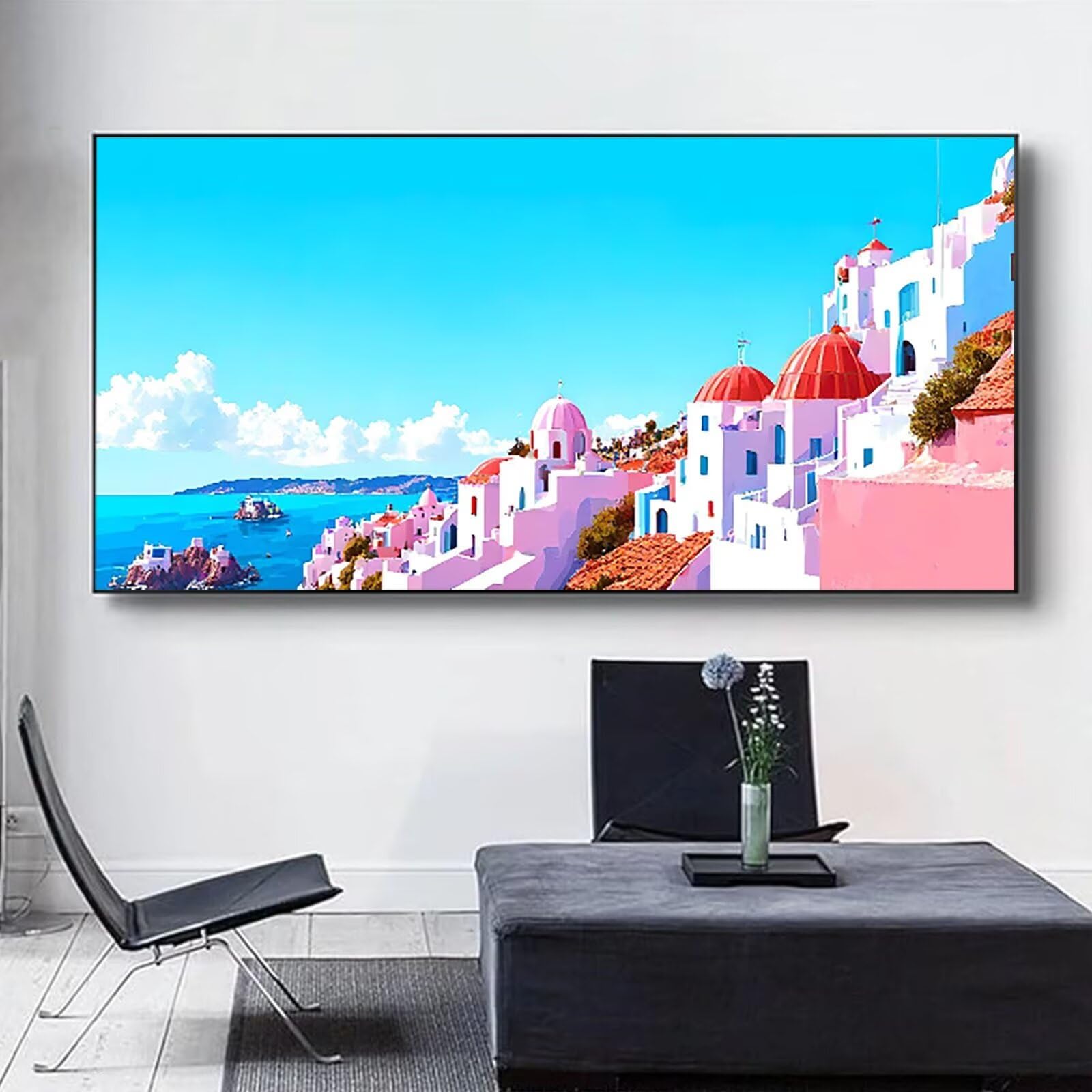 Malen nach Zahlen Kinder Griechenland, Malen Nach Zahlen Erwachsene Geschenke Home Wand Dekor Bastelset, Malen nach Zahlen Santorin | Malen nach Zahlen Ohne Rahmen (60x120cm) Bastelset Erwachsene 7-0