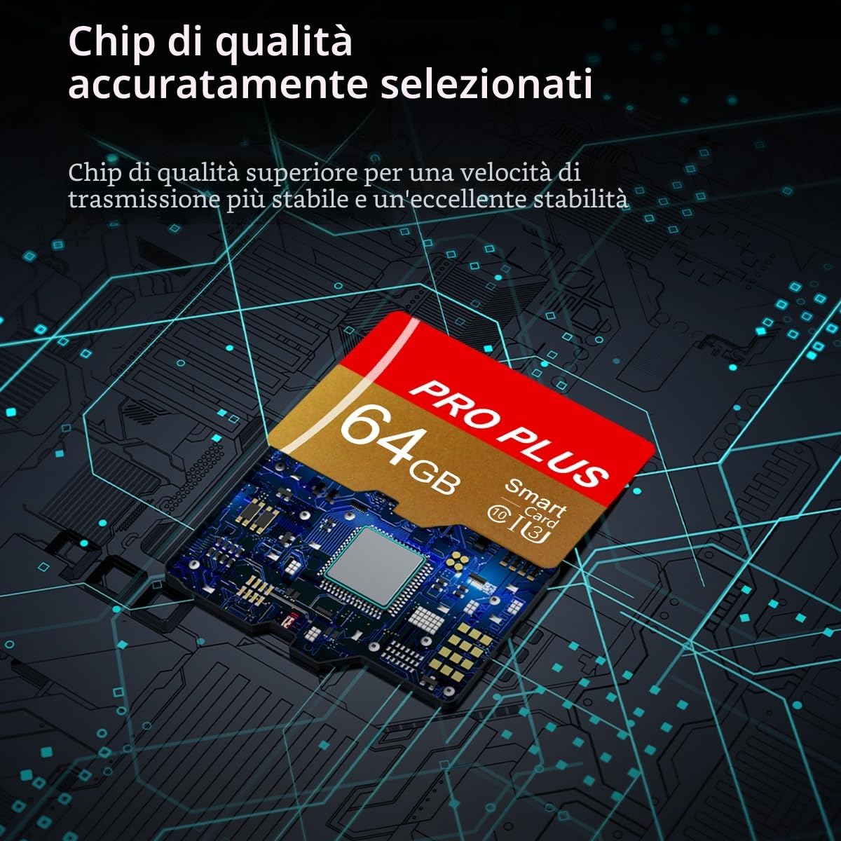 Confezione da 3 schede di memoria da 64 GB con adattatore, scheda di memoria ad alta velocità, UHS-I C10 A1 Memory TF Card for Tablet/Mobile Phone/Camera/Car Audio/Game Console (TF162 64 GB-3 Pack)