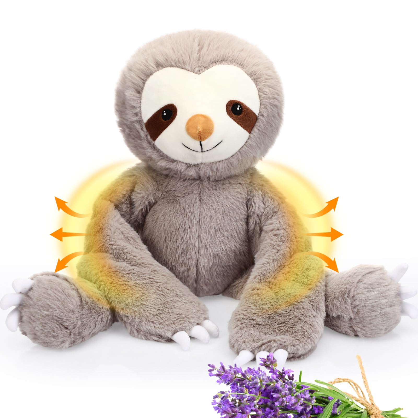 Realspring Microwavable Weighted Stuffed Animal for Kids Lavender Scented Cute Plush Heatable Coolable Plushie for Winter Gift Adults Soothing Warmth