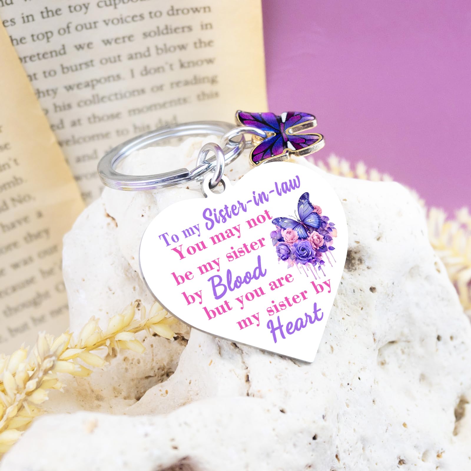 Sister In Law Gifts Mothers Day Wedding Gift Butterfly Purple Gifts For Women Keychain Sister In Law Birthday Gift Mothers Day Christmas