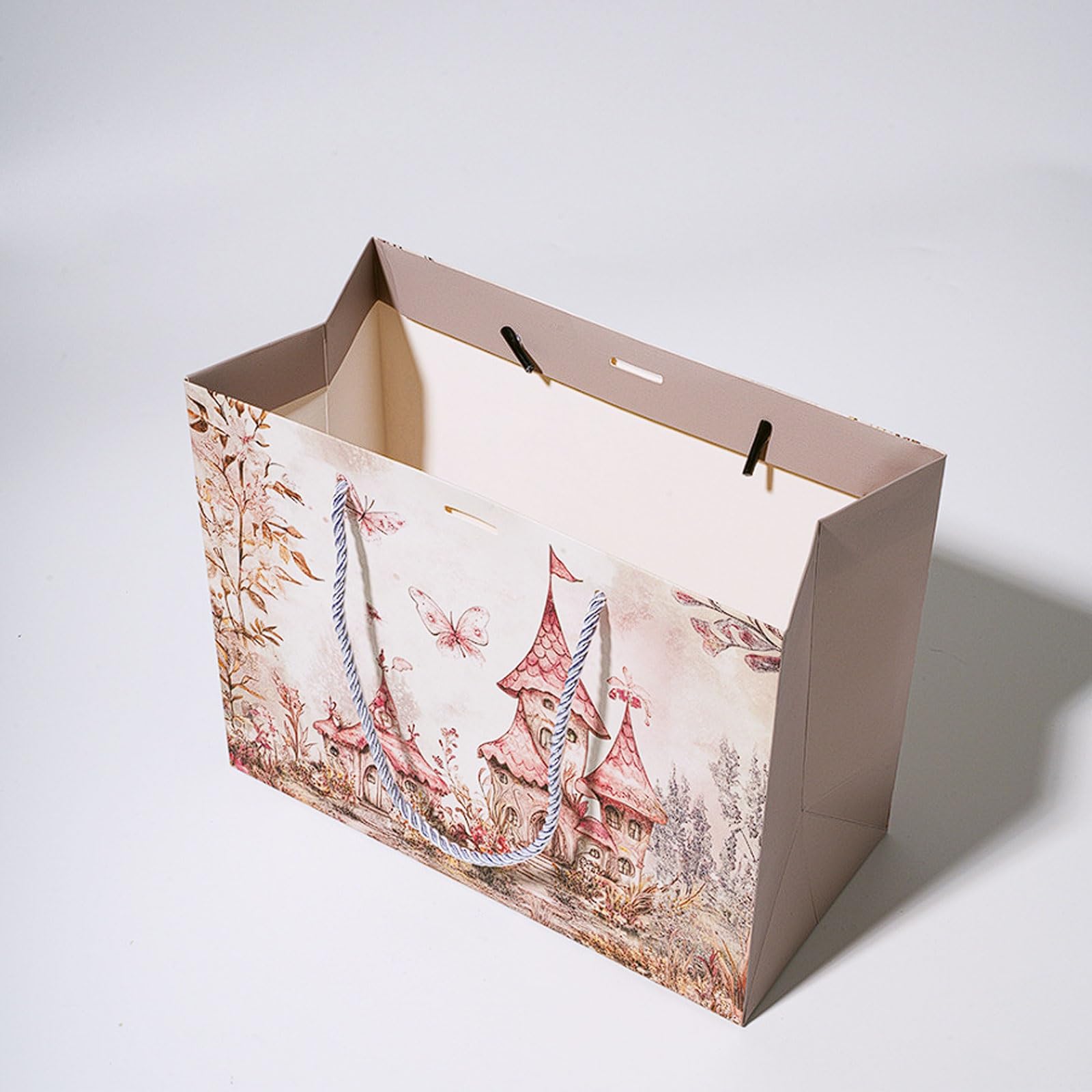Paquete de 20 bolsas papel con asas cinta, 3 tamaños, elegantes ropa rosas y moradas for cumpleaños regalos fiesta(M)