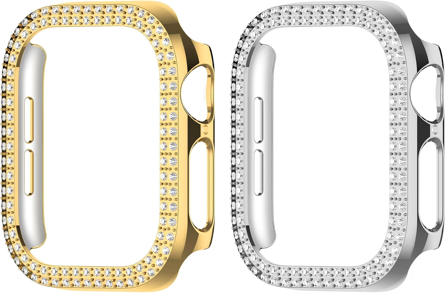 2 Pack Sparkling Diamond Bling Case without Screen Protector for Apple Watch SE(Gen 1/2/3) Series 4/5/6 40mm - Gold and Silver (No Glass)