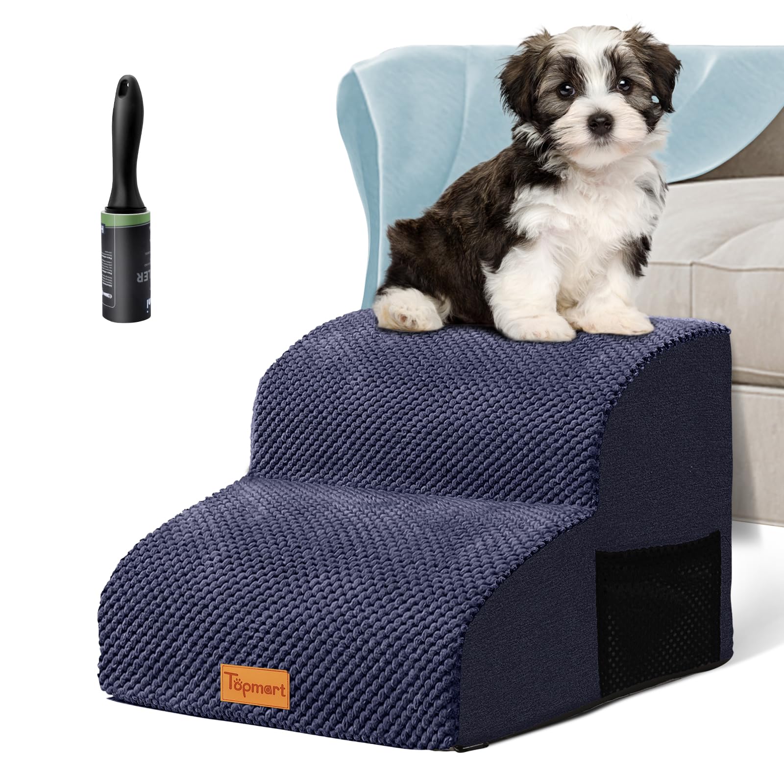 Topmart High Density Foam Pet Steps 2 Tiers,11.8" High,Non-Slip Dog Stairs,Dog Ramp,Soft Foam Dog Ladder,Best for Dogs Injured,Older Cats,Pets with Joint Pain,Suitable for Low Sofas,Stairs,Lower place
