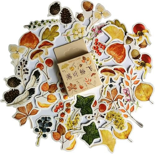 Juego de calcomanías vintage para álbumes de recortes, plantas de frutas de otoño, hojas, bosque, suministros de bricolaje para manualidades,