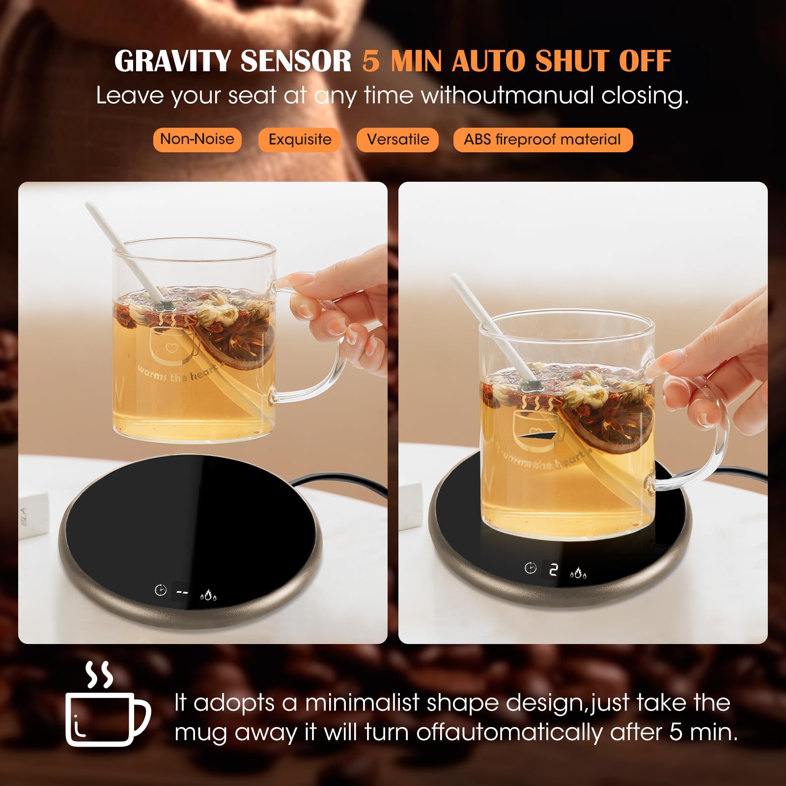 Coffee Mug Warmer, Electric Smart Beverage Mug Warmer Cup Warmer with Touch Tech & LED Backlit Display - Image 4