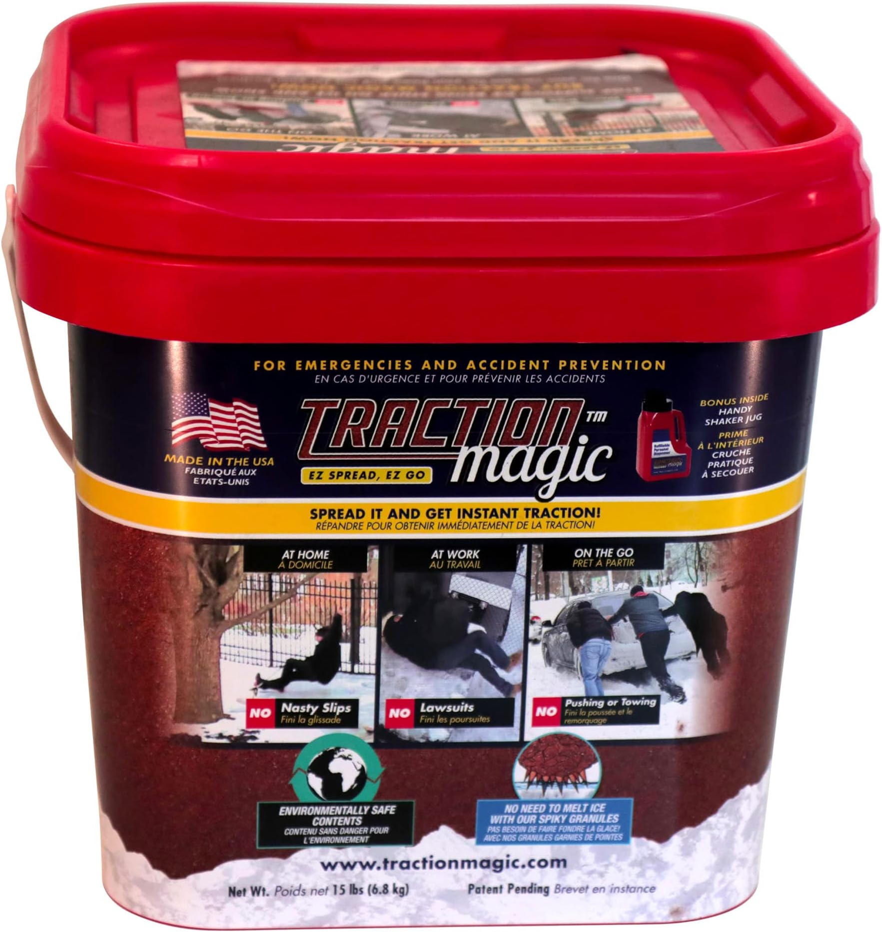 Quick Application All Terrain Natural Ice and Snow Melt Granule Crystals for Sidewalks, Driveways, and Parking Lots, 15 Pound Bucket