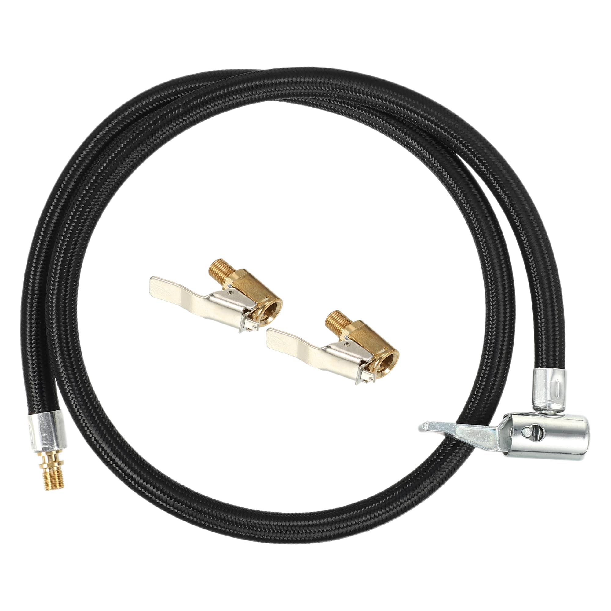 X AUTOHAUX 1 Set 80cm 31.5" Tire Valve Connect Pipe Air Chuck Inflator Tyre Inflator Hose Undeflatable Connector with 2pcs Valve Adapters