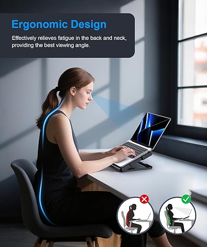 Miniatura 5 de Almohadilla de enfriamiento para laptop, enfriador para laptop con 6 ventiladores silenciosos de hasta 17.3 pulgadas, soporte de enfriador pesado