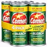 Comet Lemon Fresh Scent Cleaner with Bleach Powder, 21 oz Cans (Pack of 4) – All-Purpose Scrub for Kitchen & Bathroom, Tough Stain & Soap Scum Remover, Deodorizing Cleanser