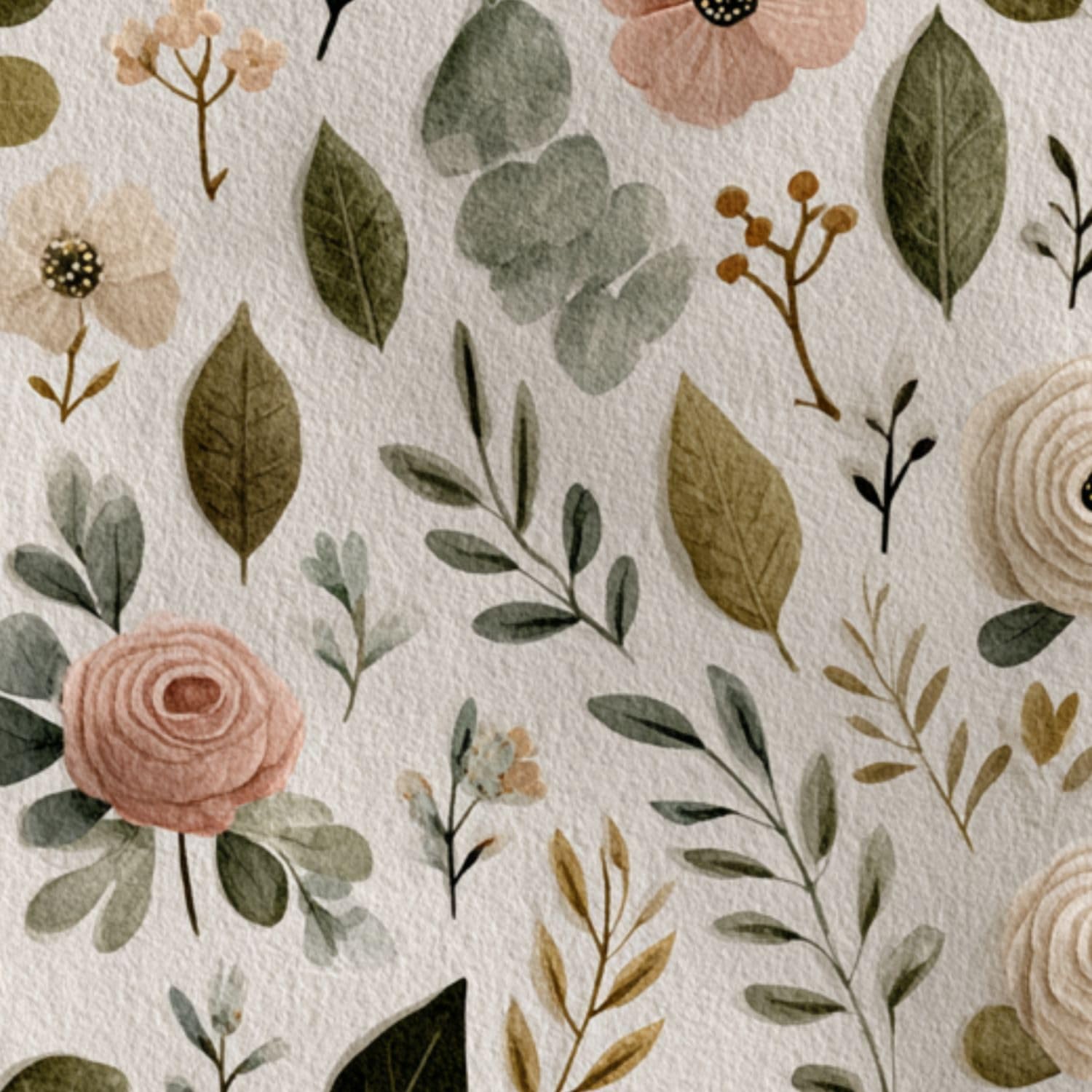 DERUINVAIO Self Adhesive Feature Removable Antique Watercolor Wildflower Peel and Stick Vinyl Wallpaper Roll, Sticky Lining Paper for Bedroom, Living Room, Kitchen Walls
