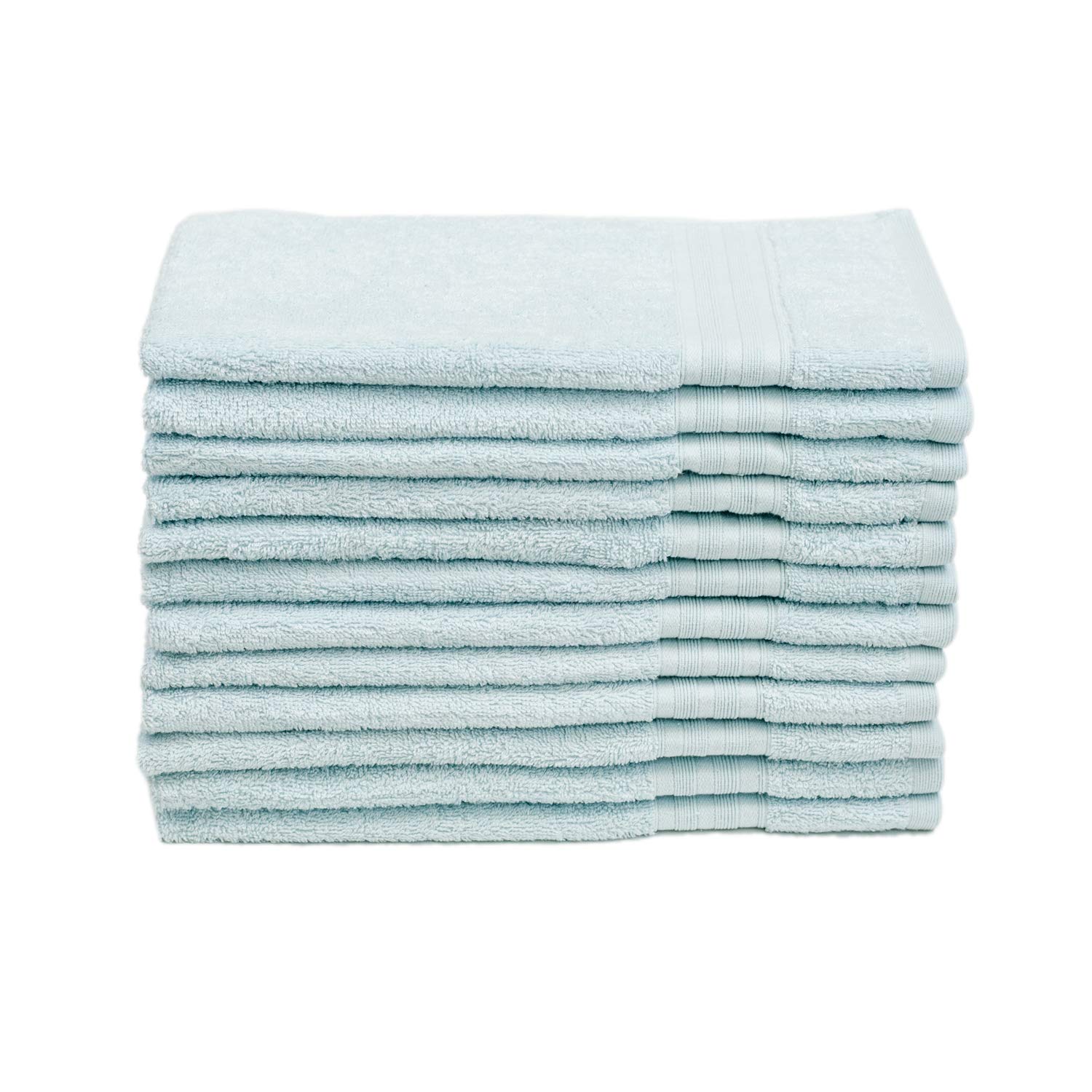 VANME 100% Cotton Hand Towels for Bathroom, Essuie-Mains, 16" X 28", Ultra Low Twist Bath Towels, Durable and Absorbent Bathroom Hand Towels for Everyday Use - 12 Pieces Aqua Glass