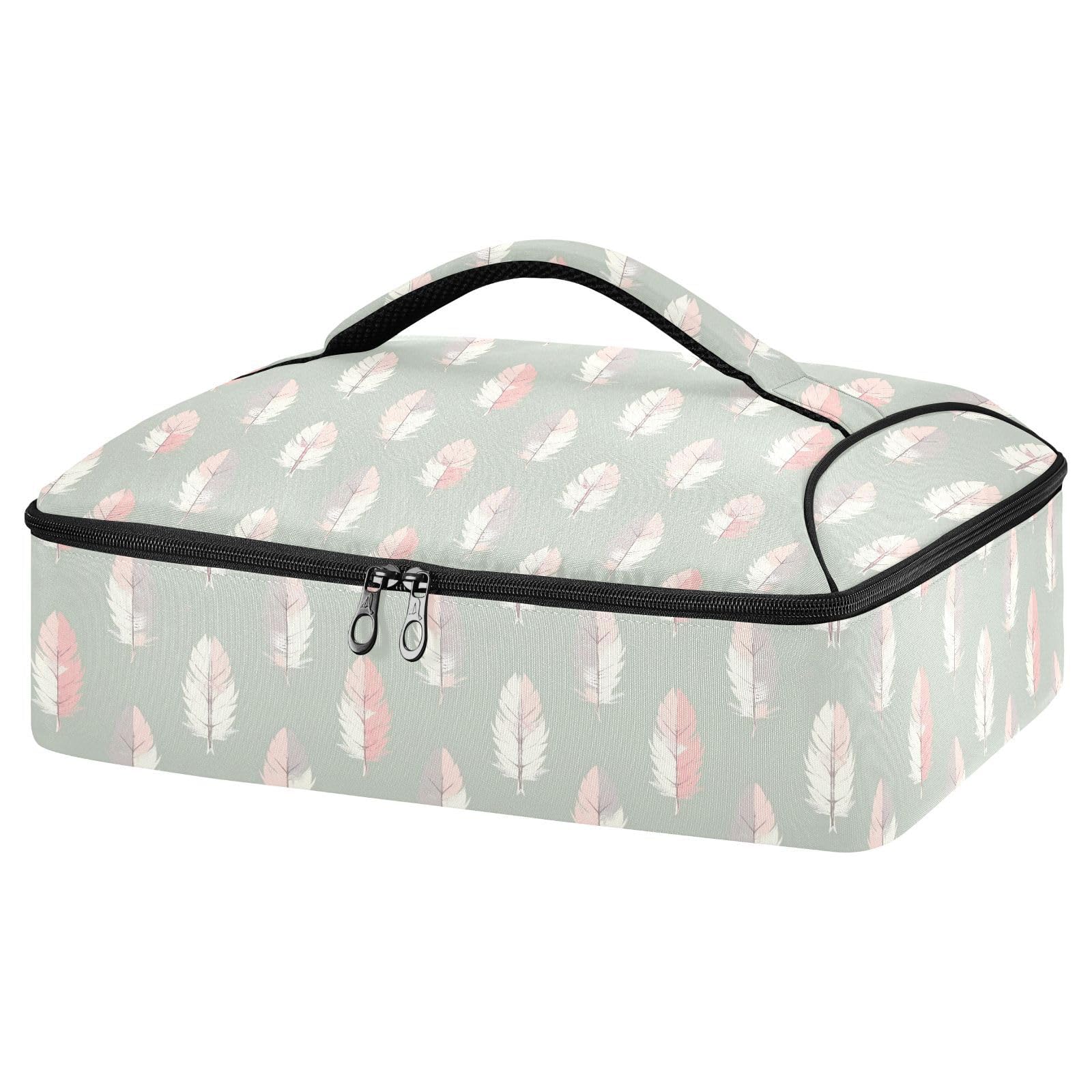 BOESI Graffiti Feather Pattern Insulated Casserole Dish Bag Lunch Bag Insulated Insulated Food Bag Reusable for Holding Hot and Cold Food Suitable for Potluck Parties/Picnics/Cookouts