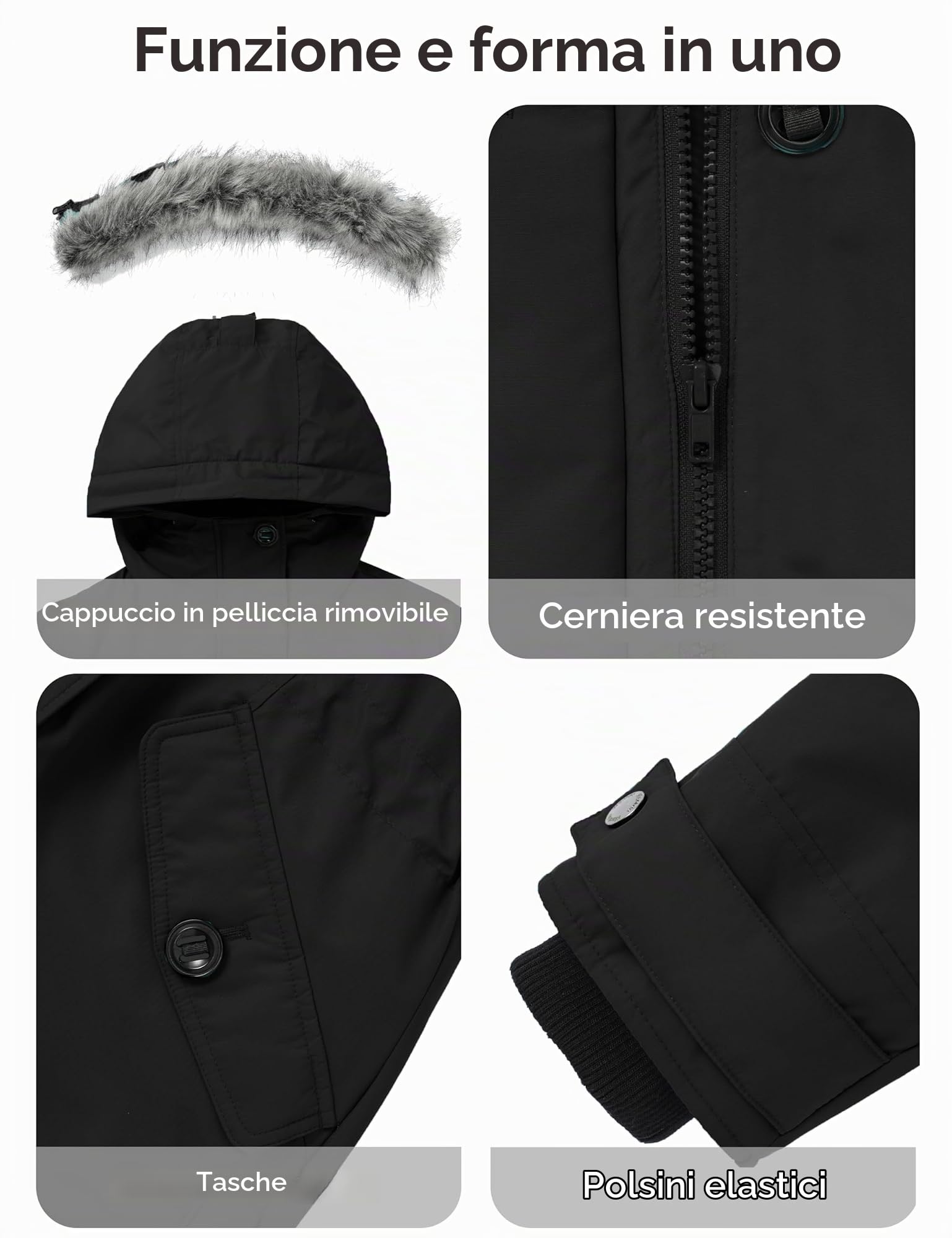 Wantdo Cappotto Caldo Lungo Invernale Parka con Cappuccio in Pelliccia Sintetica Antivento Giacca Slim Fit Idrorepellente Giubbotto Casual Outdoor Donna