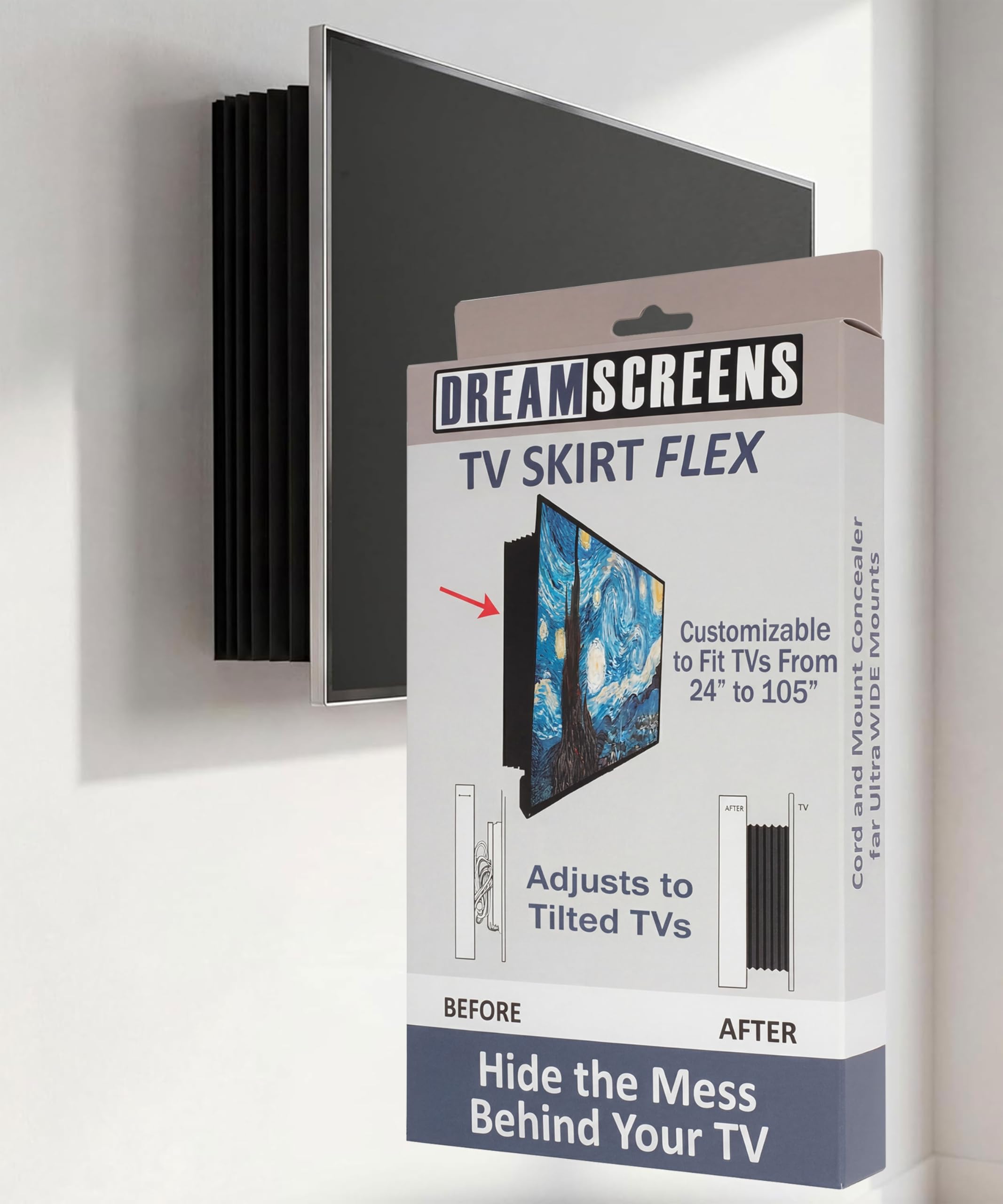 TV Skirt to hide cords and mounts