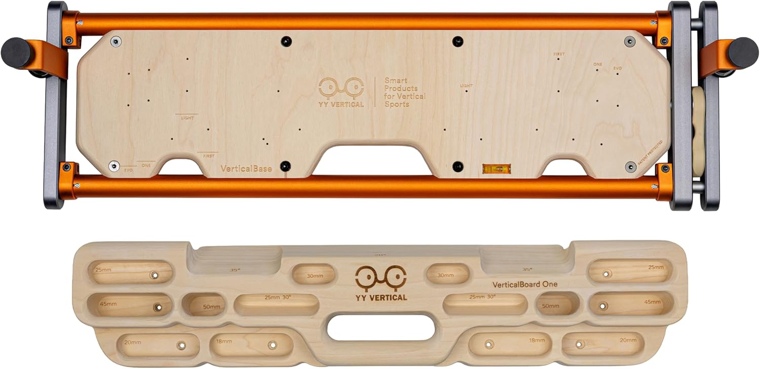 YY Vertical VerticalBase + VerticalBoard One – Universal No-Drill Hangboard Training Bundle for Climbing at Home | Adjustable, Stable & Tool-Free Setup