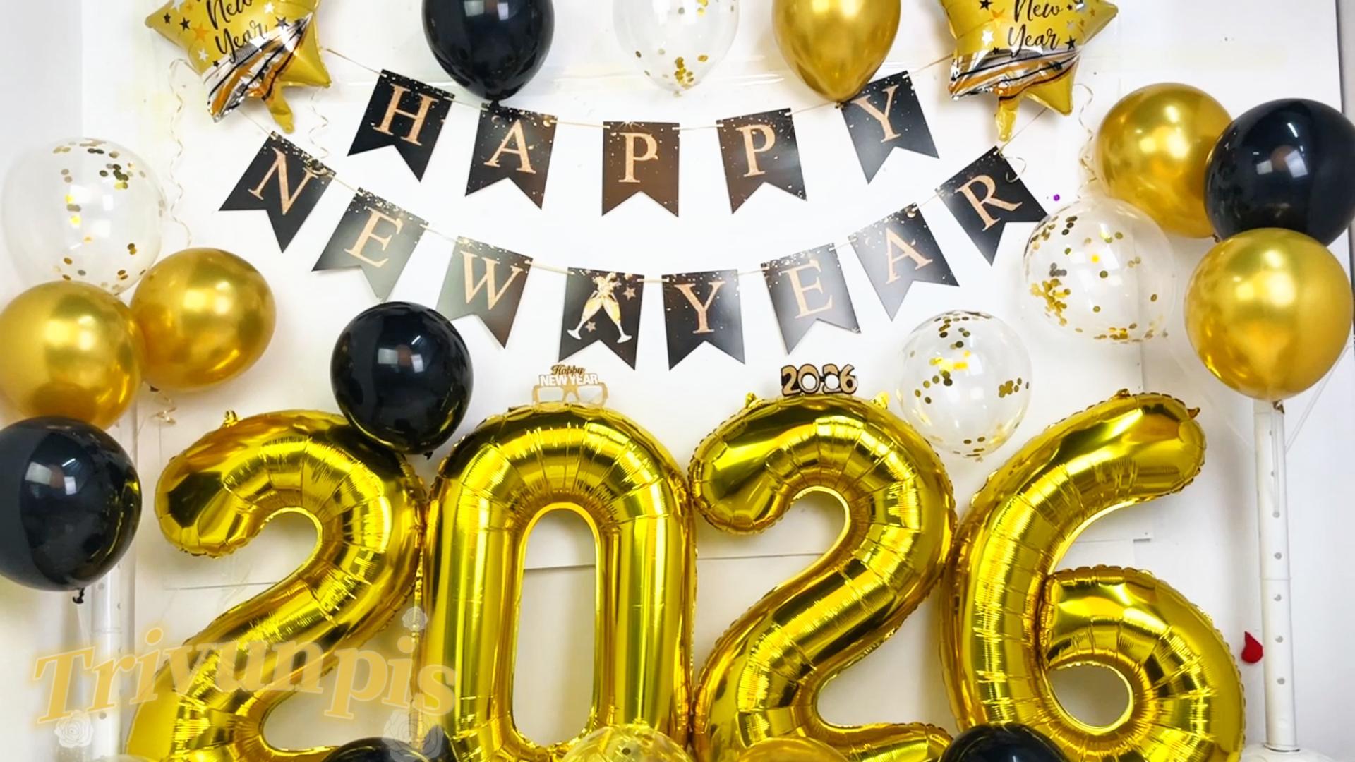Amazon.com: 2026 Happy New Years Decorations Set New Years Eve Party  Supplies 2026, Gold Numbers 2026 Balloons, New Year Photo Props and Happy  New Year Glasses : Home & Kitchen
