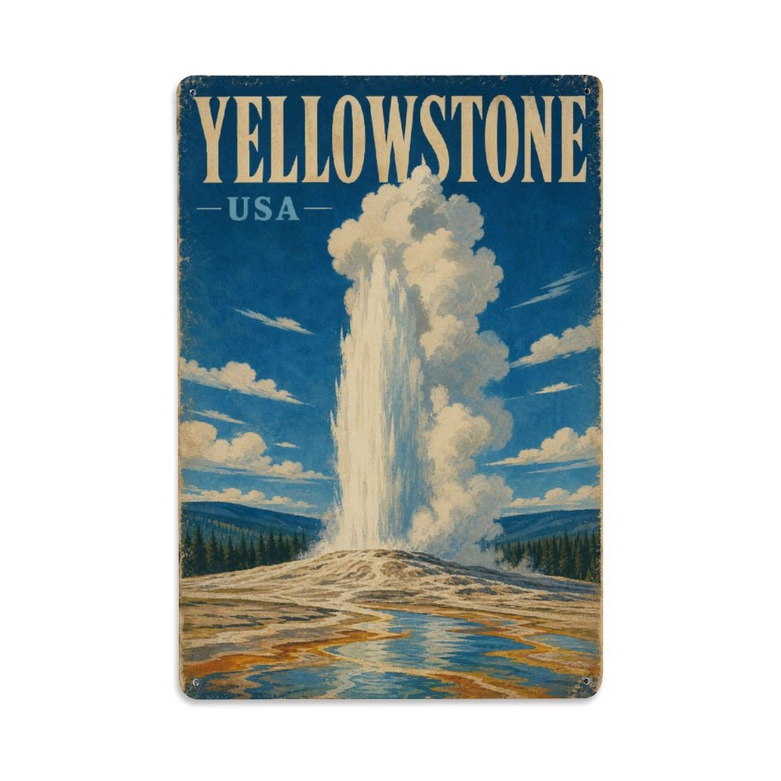 Retro Travel USA Yellowstone Metal Tin Sign