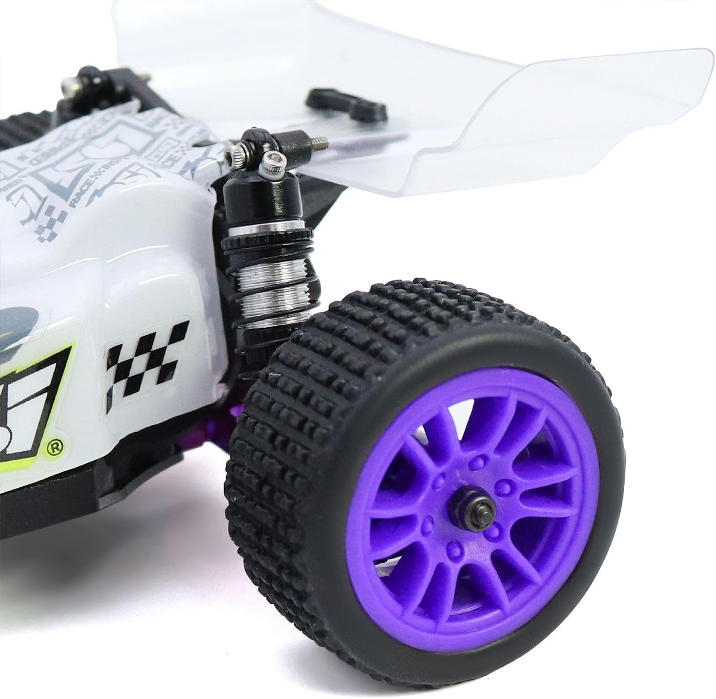 4PCS Pre-Mounted Pin Buggy Rubber Tires and Wheel Rims Set 7mm Hex for 1/28 Losi Micro-T WL244016 RC Car Upgrades Parts (Purple)