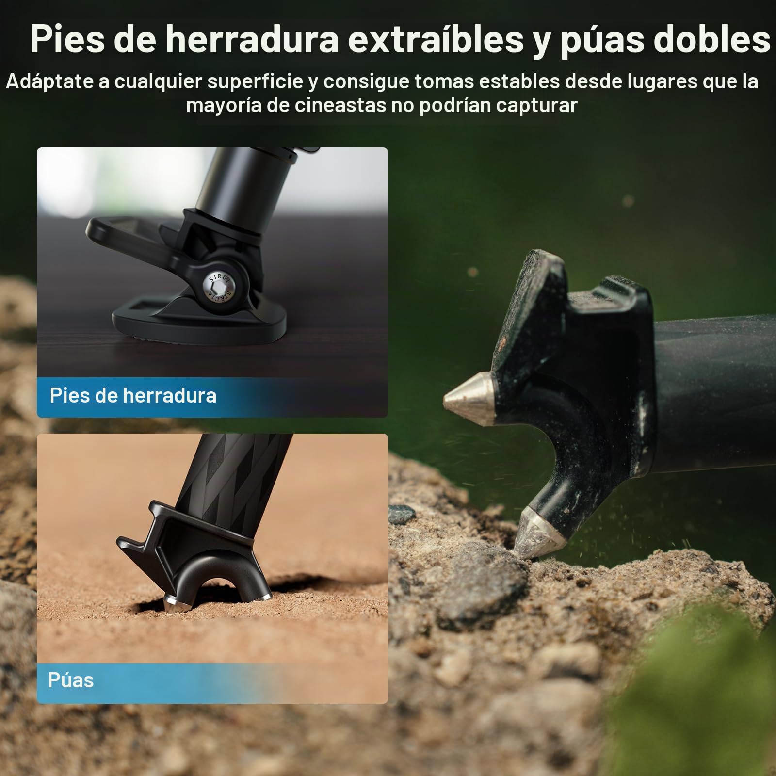 SIRUI SVS75 Trípode de Vídeo Profesional de Fibra de Carbono, 155cm Con Ajuste de Altura en Un Solo Paso, Carga Hasta 25kg, Para Cámara de Vídeo