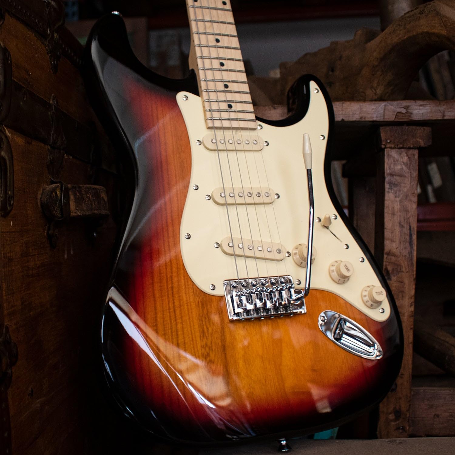 Sawtooth ES Series Electric Guitar Sunburst with Tortoise Pickguard