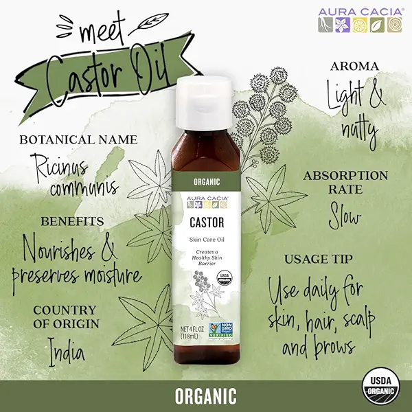Aura Cacia Organic Castor Skin Care Oil | GC/MS Tested for Purity | 118ml (4 fl. oz.) 4