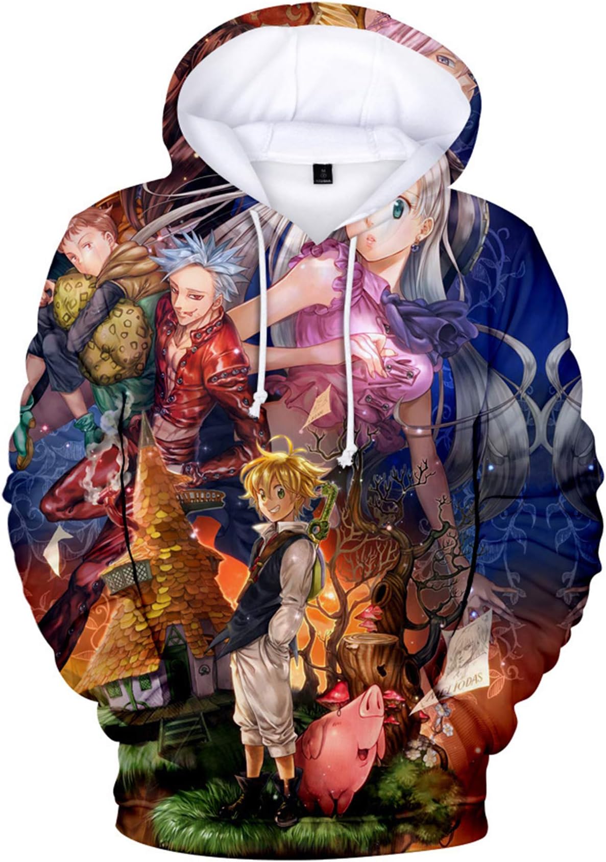 Lucky Park Nanatsu No Taizai The Seven Deadly Sins Unisex Hoodie 3D Printed Hooded Pullover Sweatshirt for Men Women M