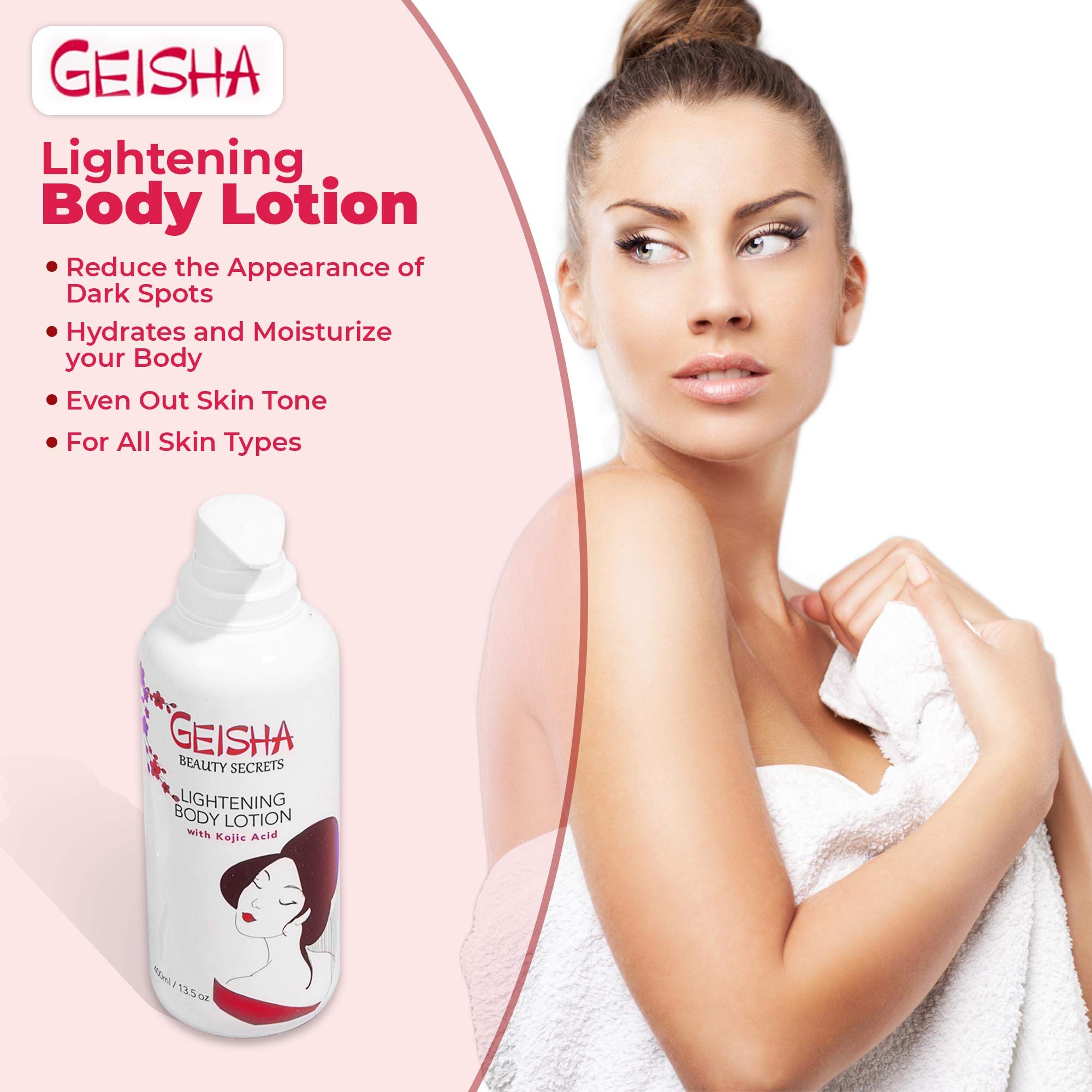 Geisha, Skin Lightening Lotion 13.5 Fl oz / 400 ml Fades Dark Spots