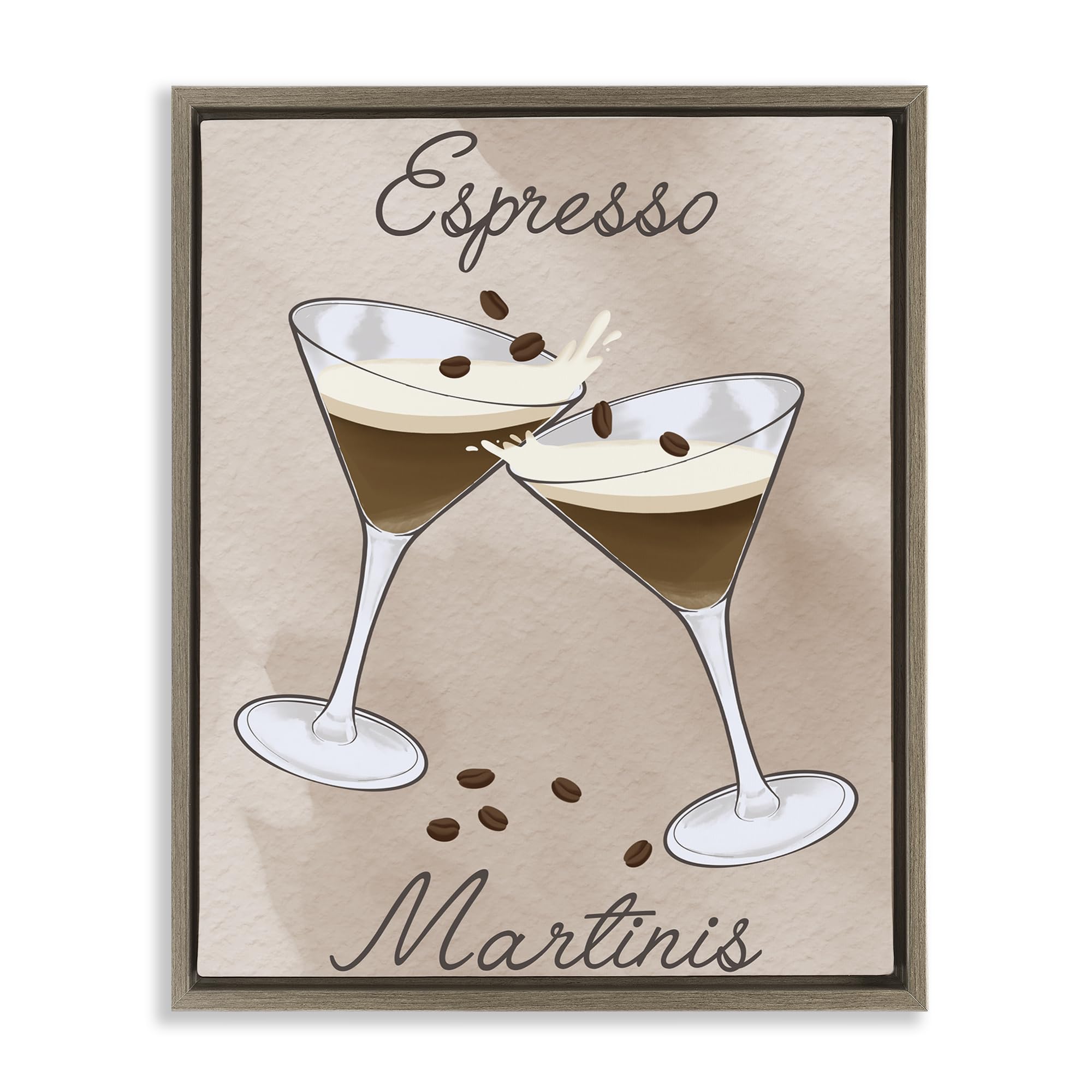 Stupell Industries 'Cheers Espresso Martinis', Floating Frame Canvas Art, Brown, 25 x 31 Inches, Easy to Hang and Sturdy, Made in USA, by Marcus Prime